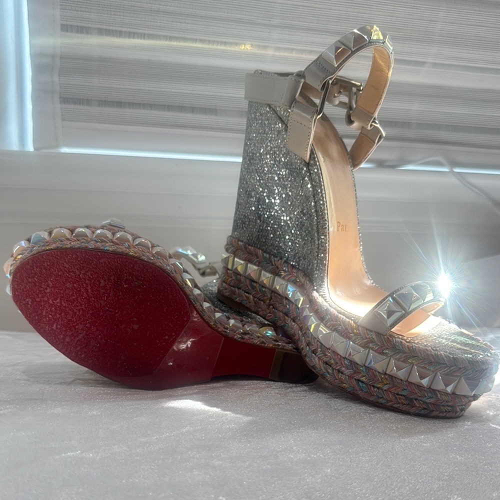 Christian Louboutin Glitter and Studded Platform Sandals